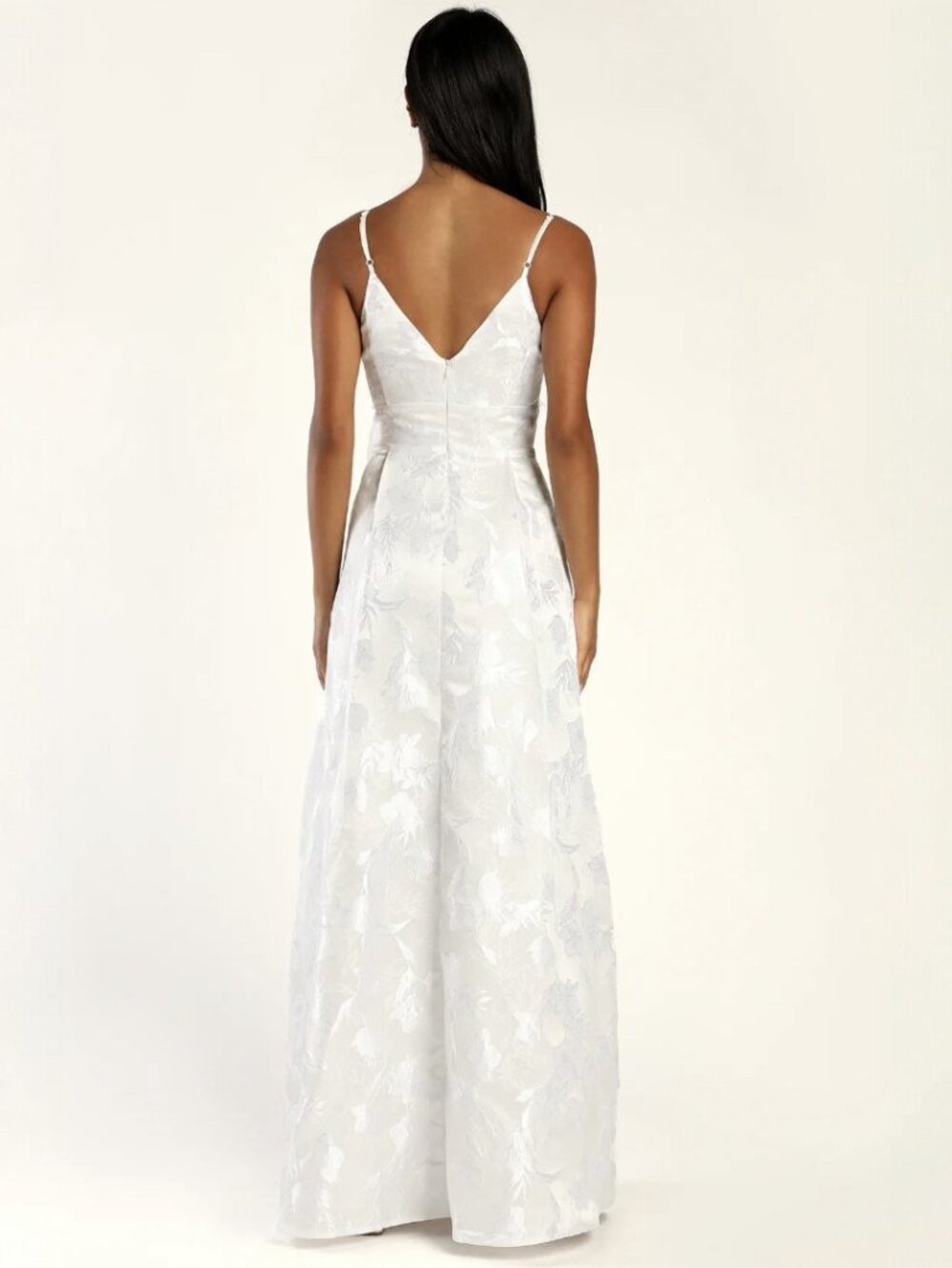 NWT With Passion White Floral Print Jacquard Sleeveless Maxi Dress (size S) - Picture 4 of 9